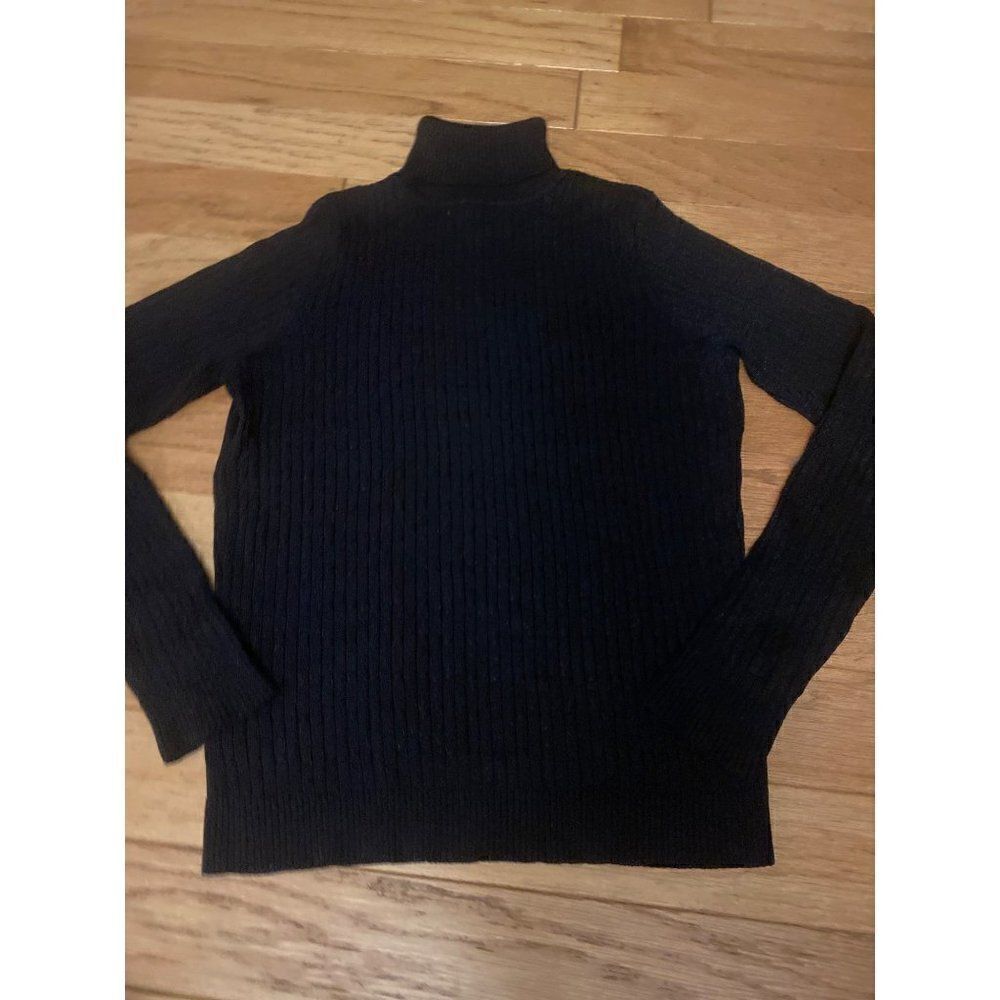 Charter Club, women's black ribbed turtleneck silk blend sweater size small